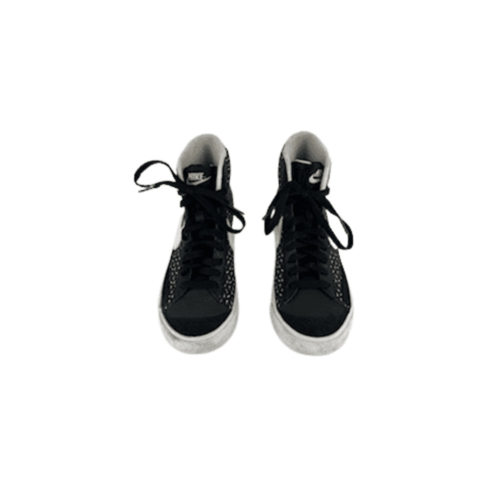 Nike unisex kids Mid '77 black/white polka swoosh sneakers size 4Y